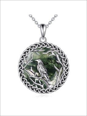 Viking Raven Owl Necklace Pendant 24in Chain Gold Plated Celtic Norse Jewelry